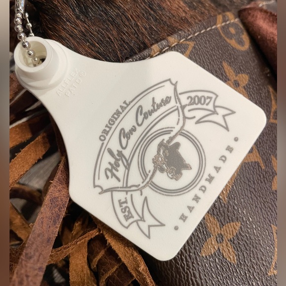 Leather handbag Holy Cow Couture Fringe Cowhide purse LV Vuitton handmade HCC - Picture 9 of 10